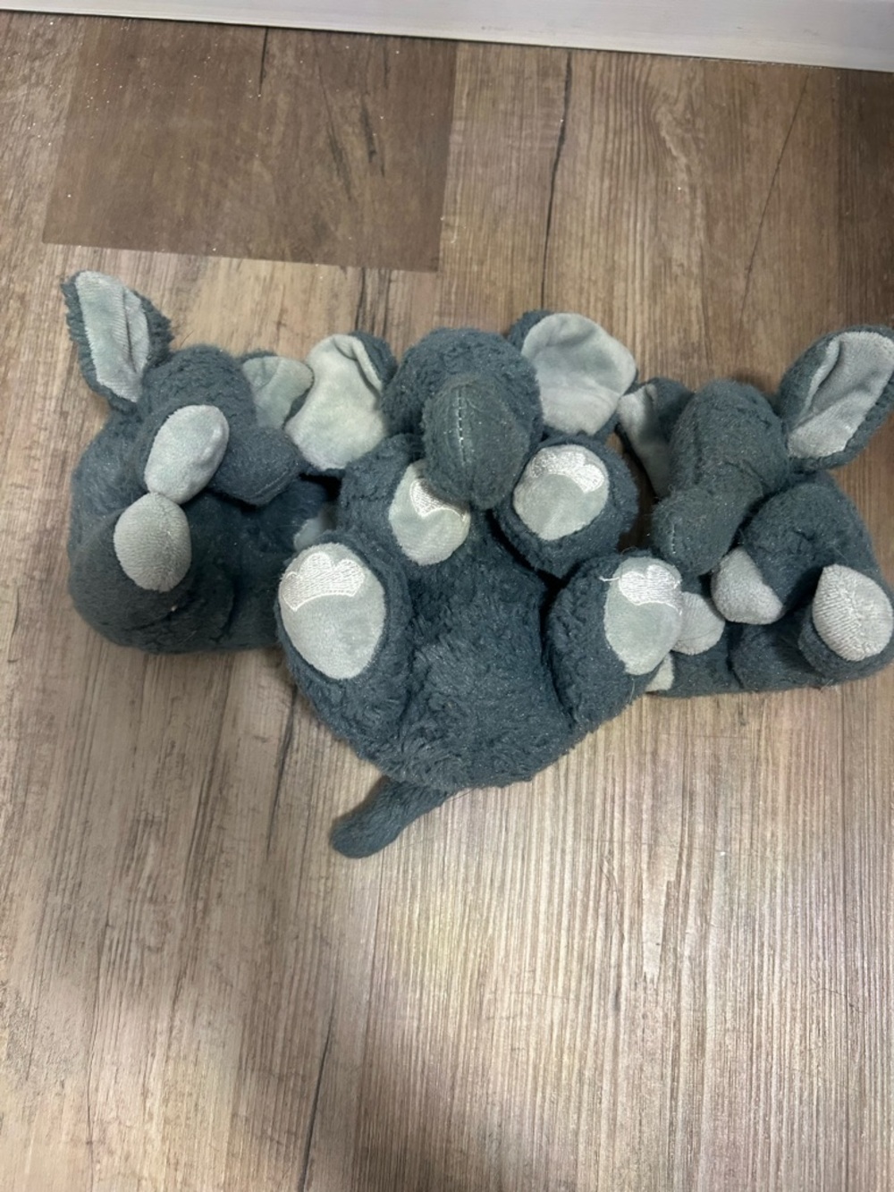 Plush Elephant Hand Puppet Trio in Slate Gray